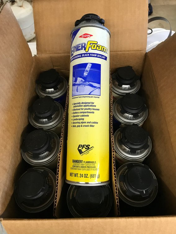 12 Cans of EnerFoam professional black foam sealant