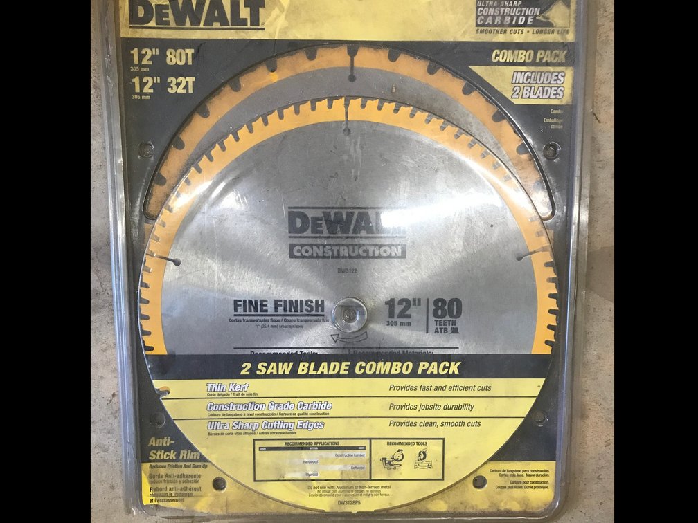 DeWalt 12" 80T, 12" 32T circular saw blades
