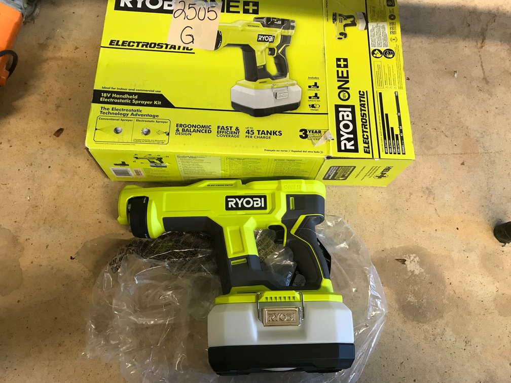 Ryobi battery powered electrostatic sprayer kit**does not include battery or battery charger**