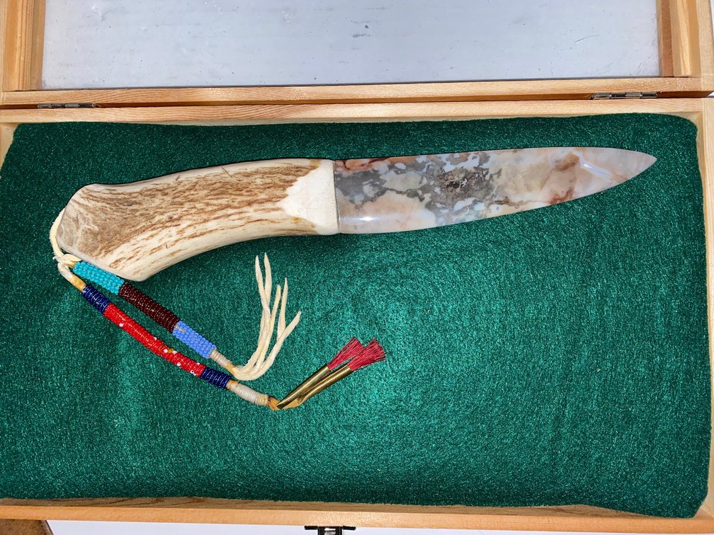 Antler-Handled Stone Blade