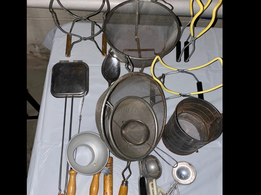 Wire Mesh Strainers, Pie Iron, Flour Sifter, and More