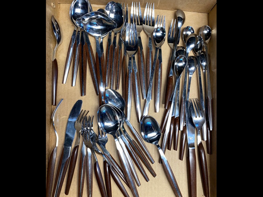 Stainless Steel Flatware with Faux Wood Handles