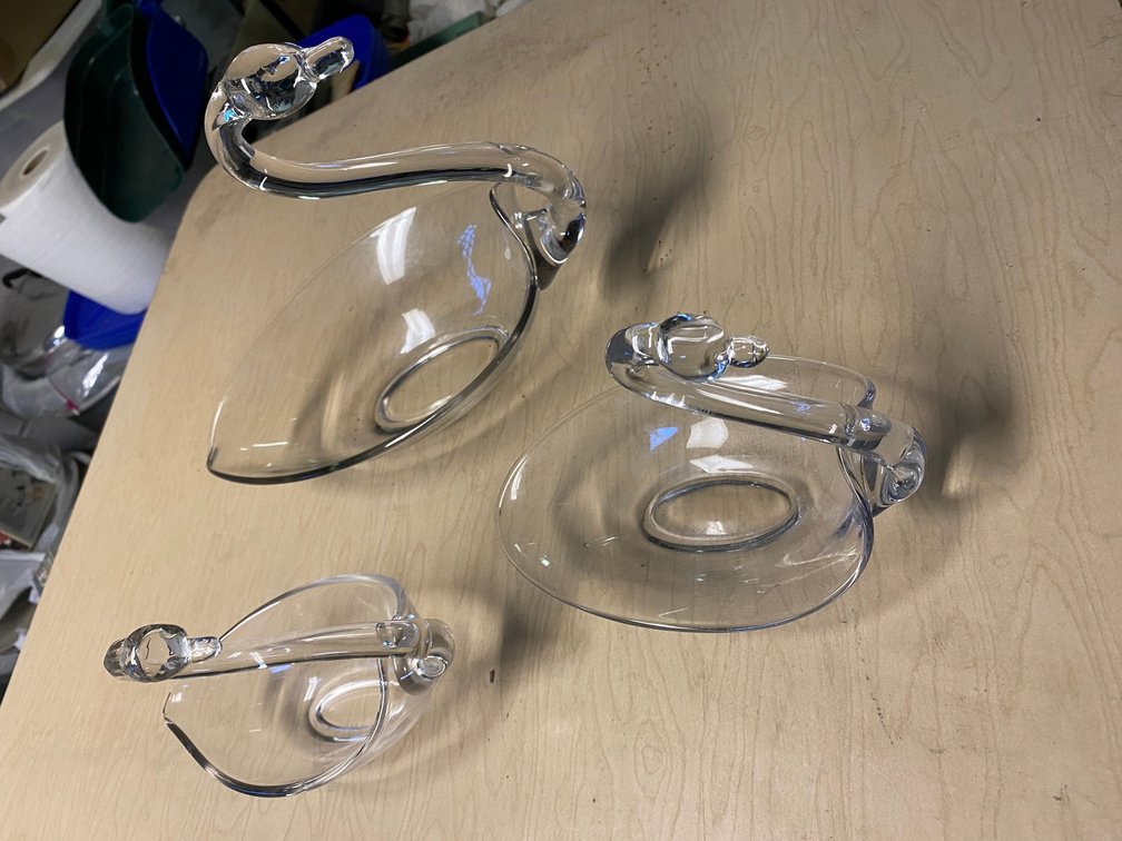 Clear Glass Swan Dishes, Centerpiece, and Dishes