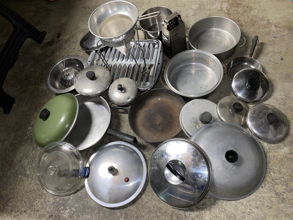 Cast Iron Skillet, Aluminum Pots, Box Grater, and More