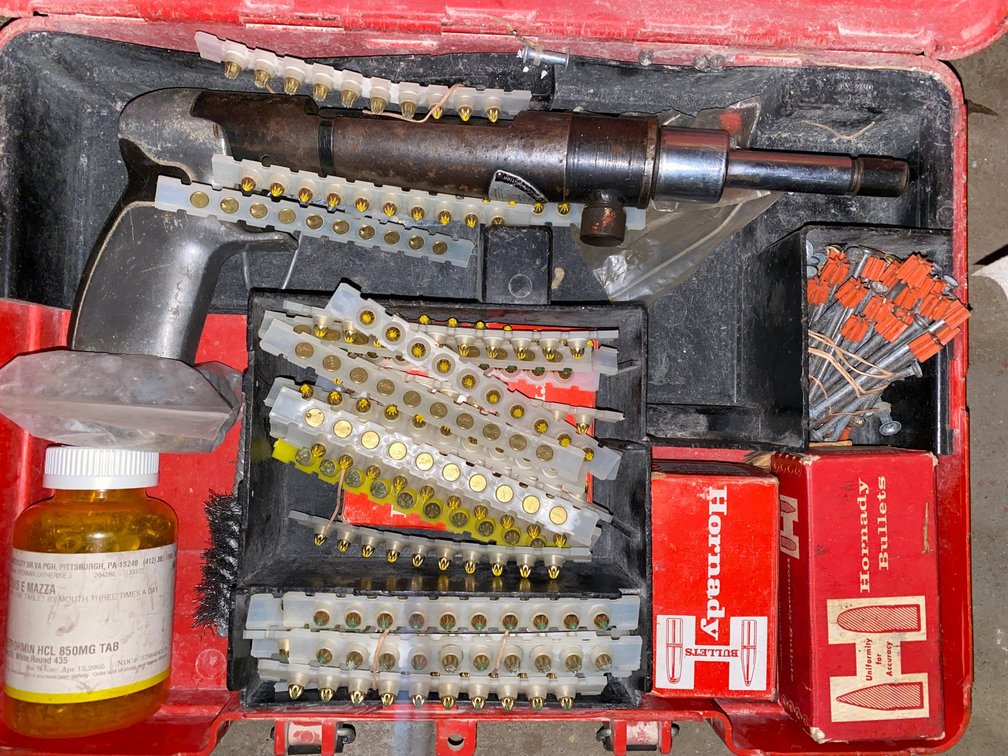 Powder-Actuated Fastening Tool with Case and Accessories