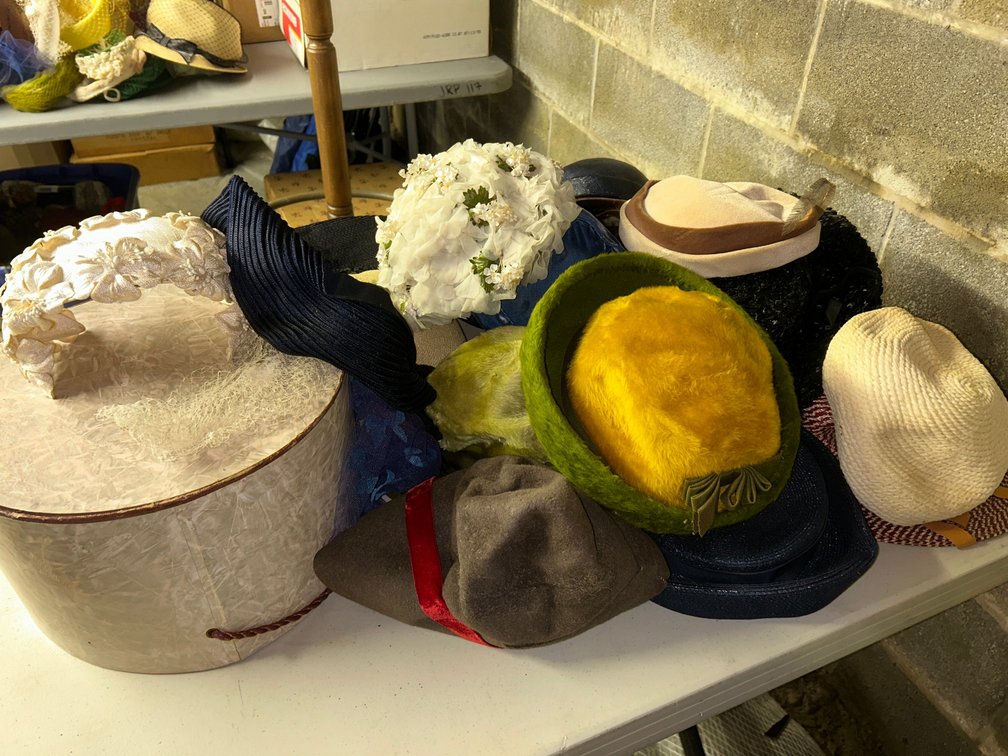 Ladies vintage hats in various colors and designs
