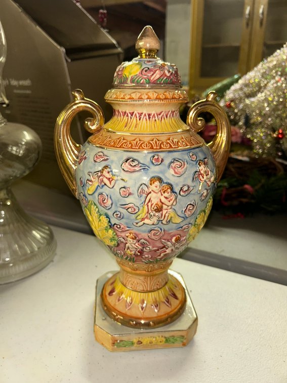 Vintage ceramic Cherub vase