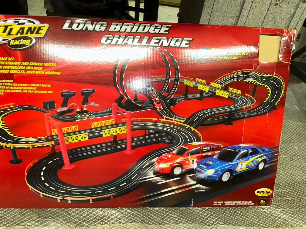 Fast Lane Long Bridge Challenge electric road race set with 30' of track