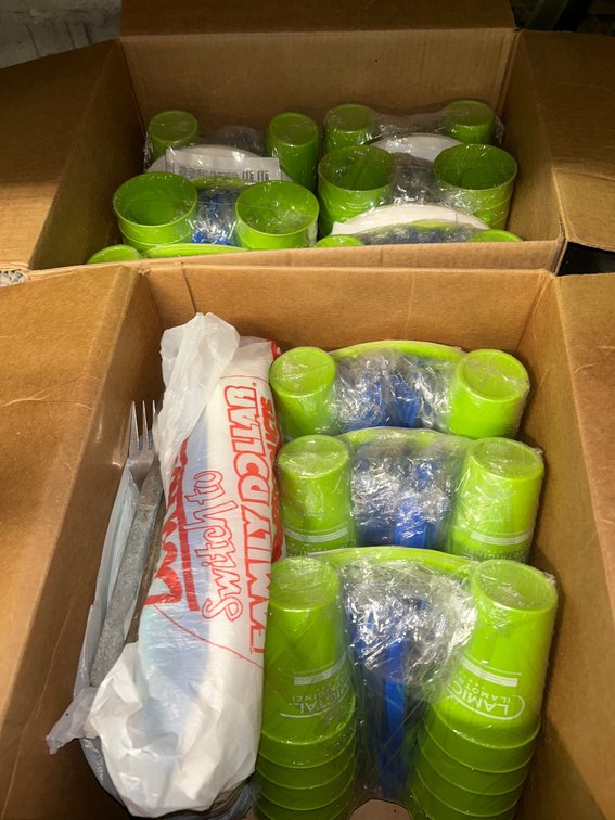 Plastic cups and plates
