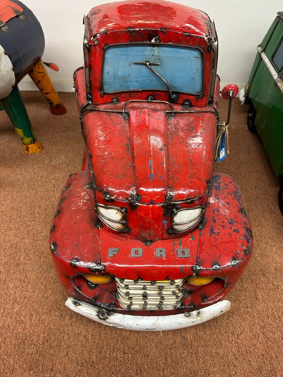Outdoor art-Think Outside Brand, Ford pick up truck, red,  model #E43001R-cold drink cooler