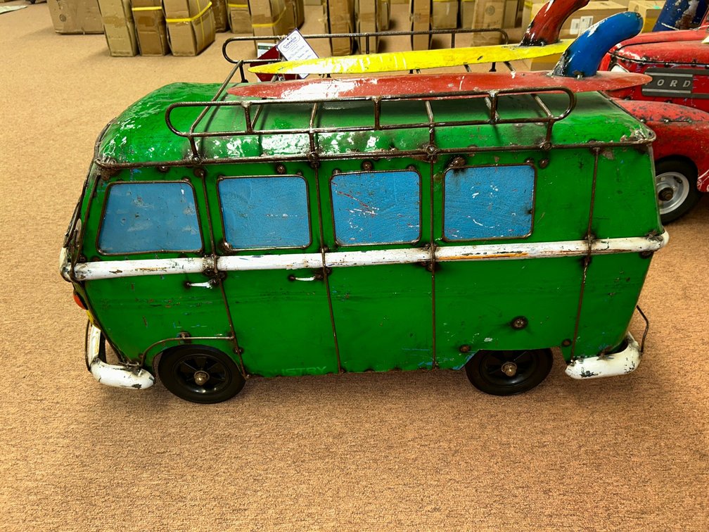 Outdoor art-Think Outside Brand-Kool Kombi '66 dark green VW bus with surf boards-model #E40311DGT-cold drink cooler