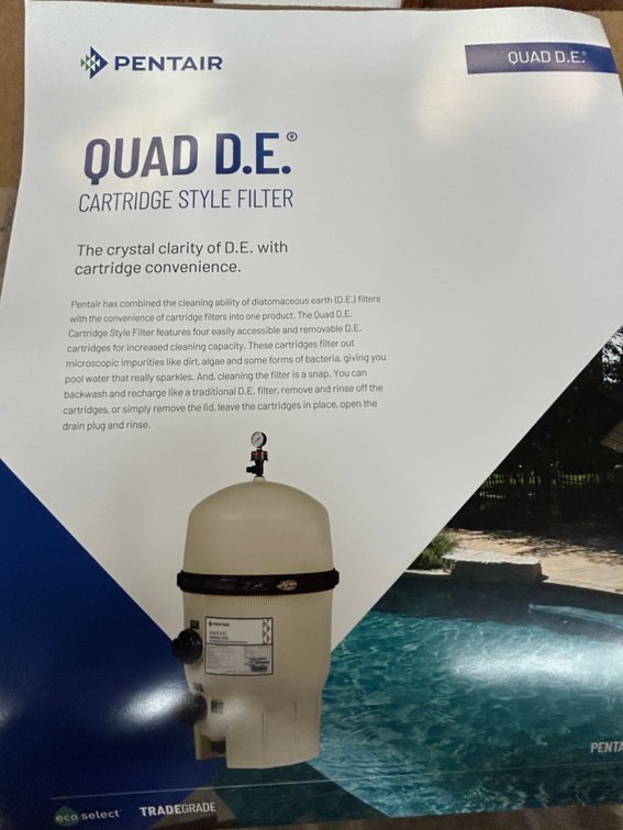Pool filter-Pentair Quad D.E. 60-model #188592-Pentair Hi-flow sand valve model #261050