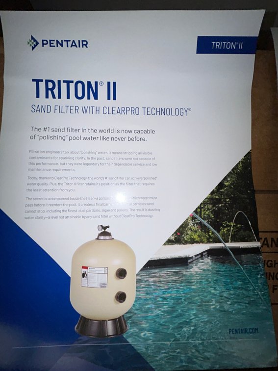 Pentair Triton II TR60 with clear Pro Sand filter-model #140212, Pentair Hi-flow sand valve-model #261