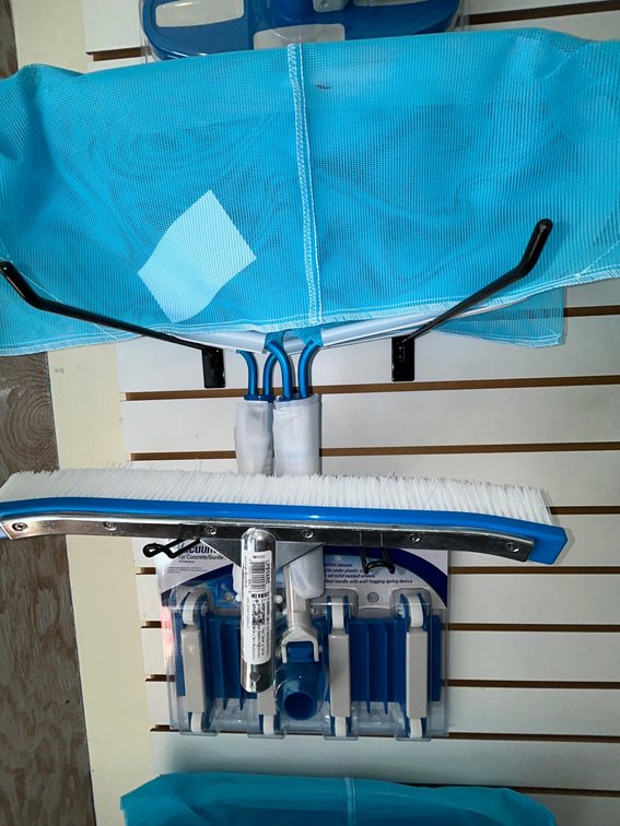 Pentair Rainbow concrete 14" super flex vacuum-model #203, with 18" aluminum back brush-model #902, 2 leaf rakes-model #122