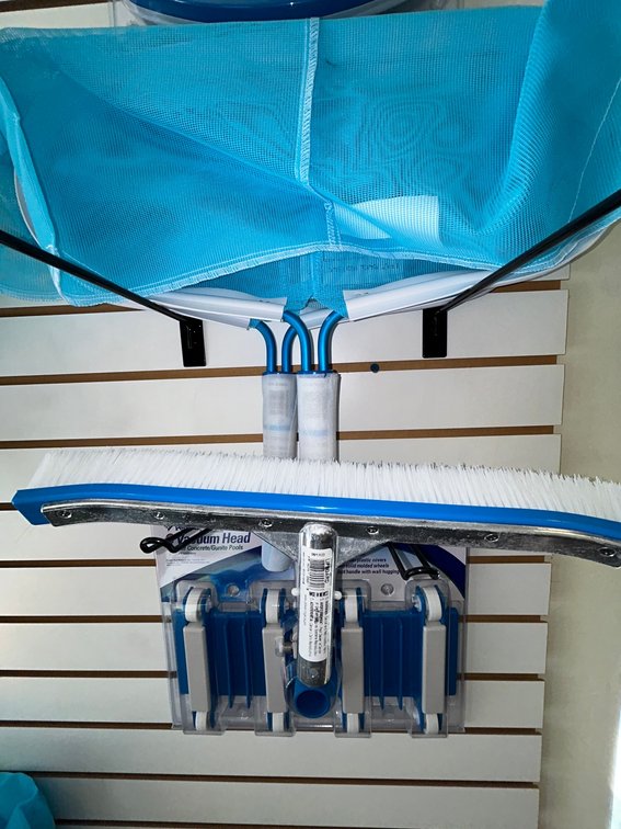 Pentair Rainbow concrete 14" super flex vacuum-model #203, with 18" aluminum back brush-model #902, 2 leaf rakes-model #122