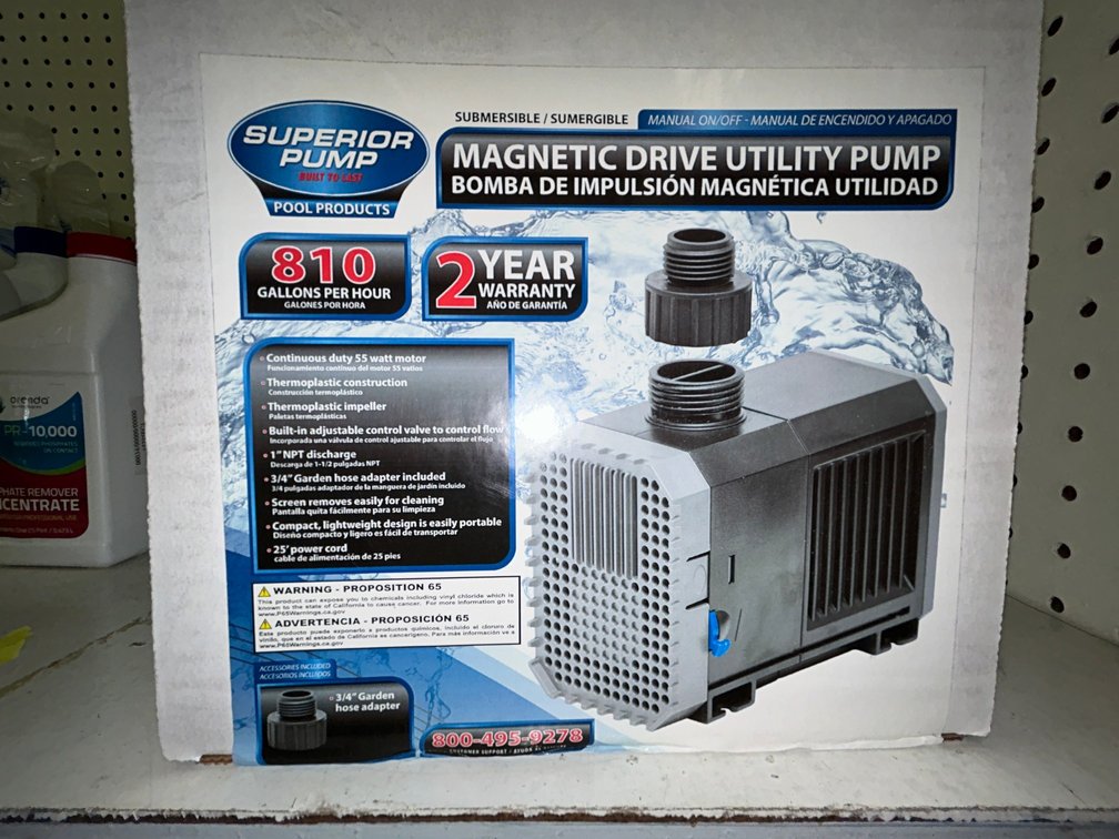 Superior Pump 810GPH magnetic drive utility pump
