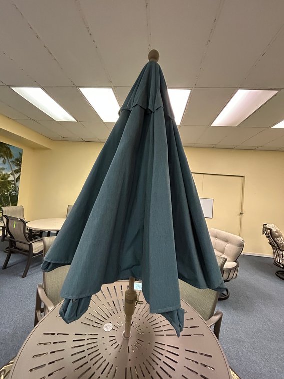 Treasure Garden 9' Market umbrella with push button tilt, Champagne frame with Lagoon sunbrella fabric-#UM9201-40456