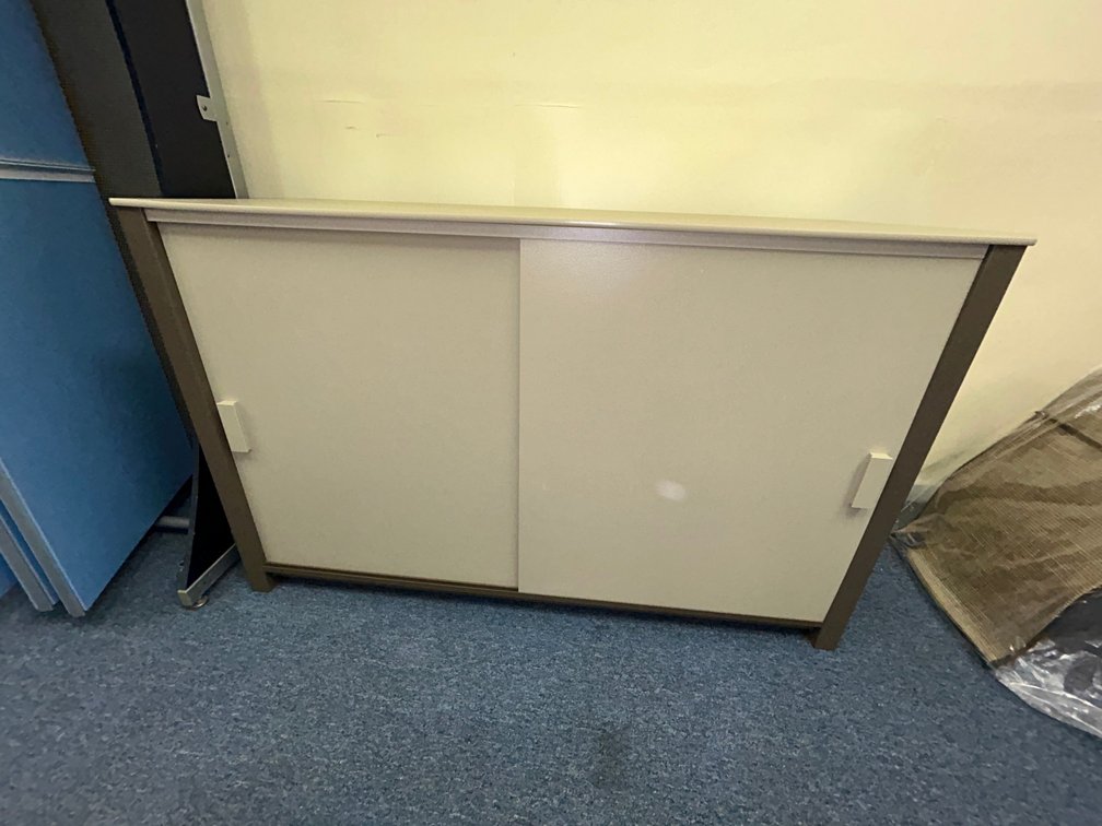 Telescope outdoor storage cabinet with sliding doors, aluminum frame, marine grade Polymer top