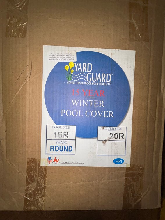 Yard Guard above ground pool winter cover -15 year warranty for 16' round pool-cover is 20' round