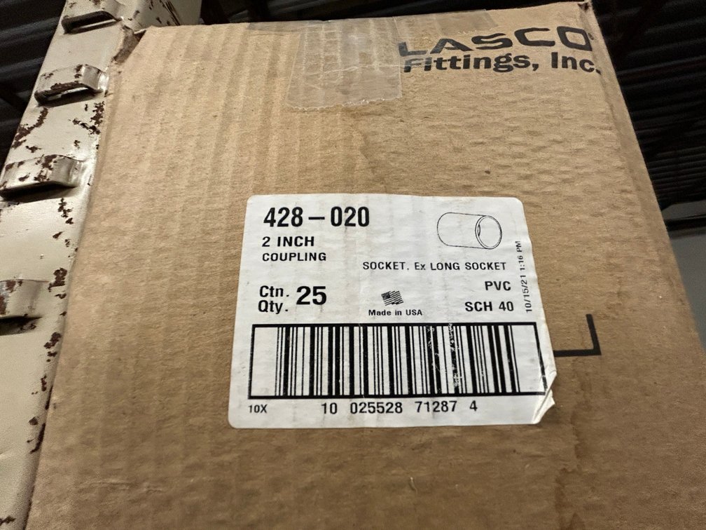 Lasko Westlake PVC SCH40 fittings-428-020-2" coupling sockets, extra long-box of 25