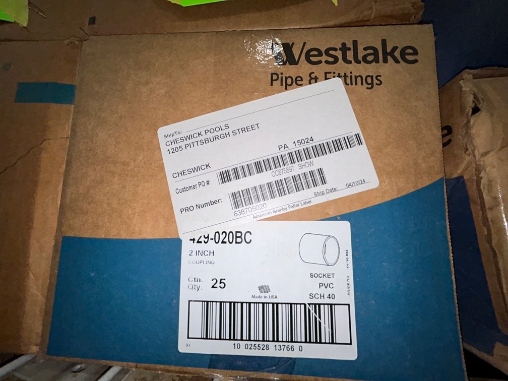 Lasko Westlake PVC SCH40 fittings-429-020BC-2" coupling sockets-box of 25