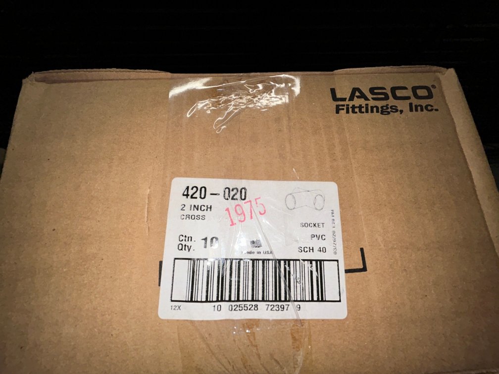Lasko Westlake PVC SCH40 fittings-420-020, 2" cross socket, box of 10