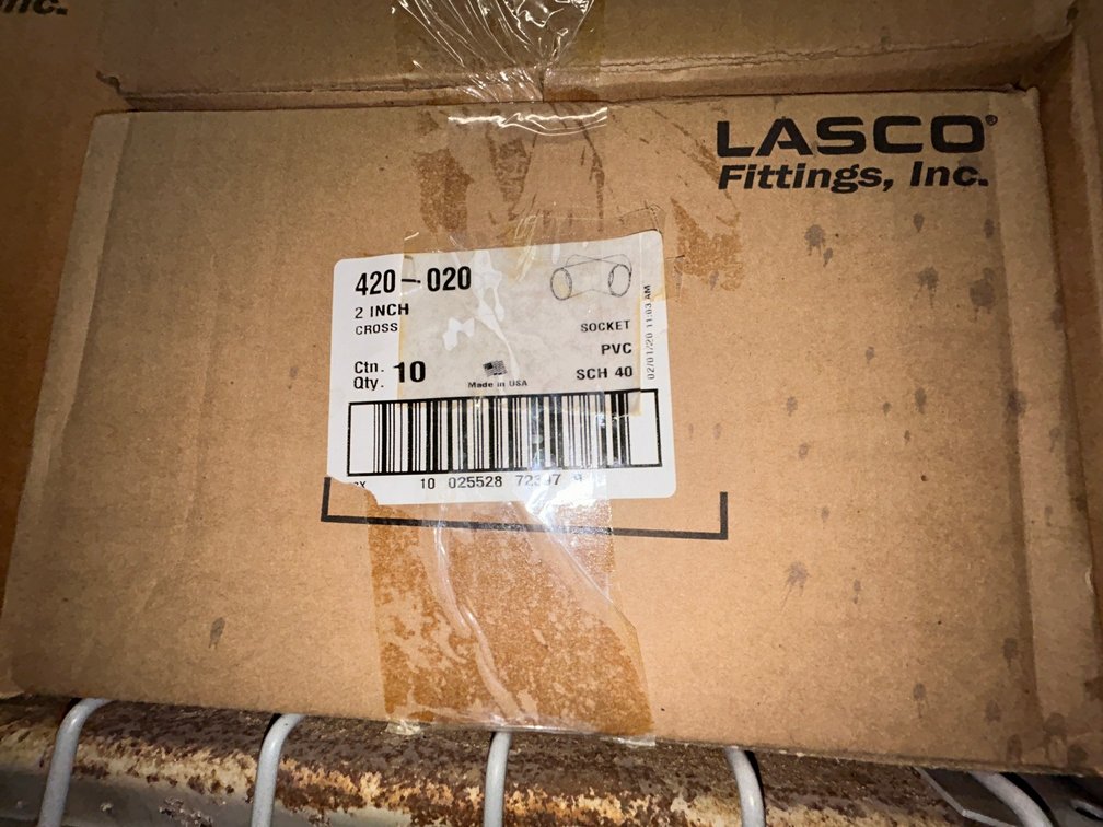 Lasko Westlake PVC SCH40 fittings-420-020, 2" cross socket, box of 10