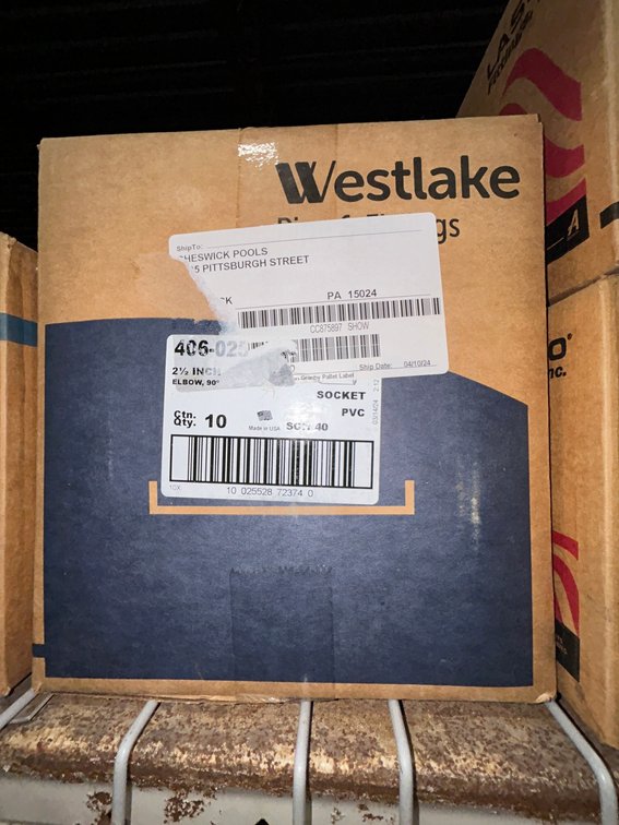 Lasko Westlake PVC SCH40 fittings-406-025, 2 1/2" elbow 90 degree socket, box of 10