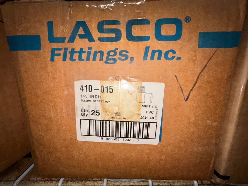 Lasko Westlake PVC SCH40 fittings-410-015, 1 1/2" elbow street 90 degrees MIPT X S-box of 25