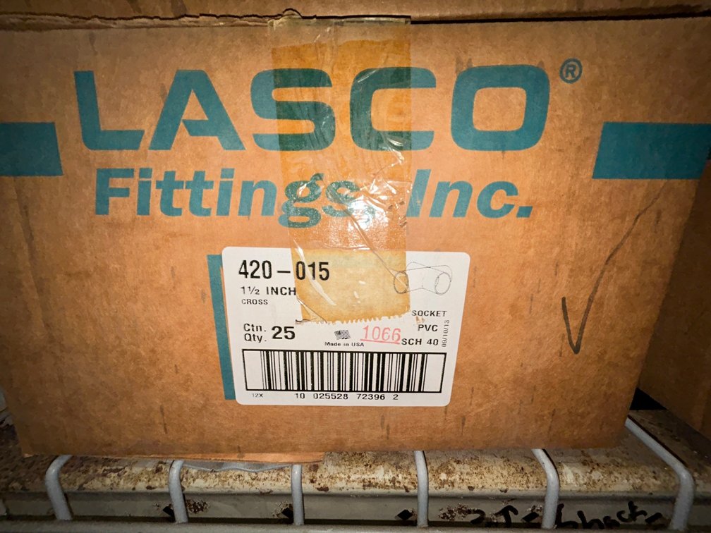 Lasko Westlake PVC SCH40 fittings-420-015, 1 1/2" cross socket-box of 25
