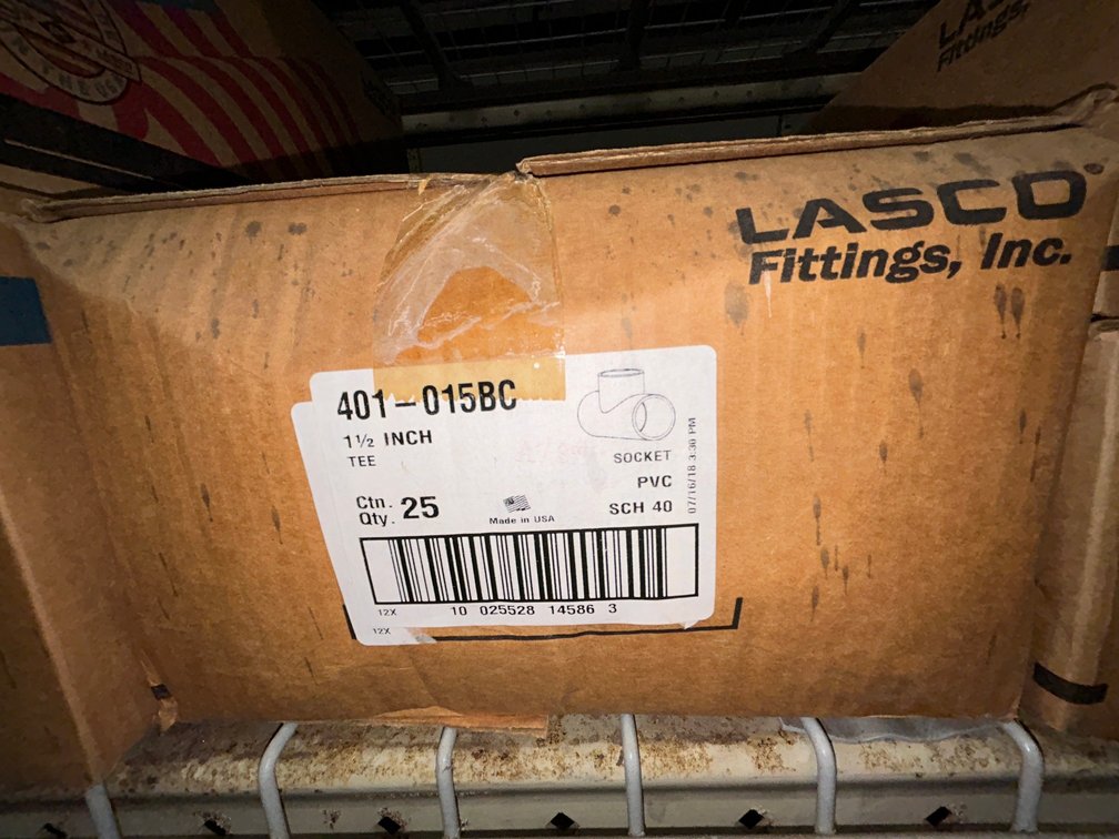 Lasko Westlake PVC SCH40 fittings-401-015BC, 1 1/2" T sockets-box of 25