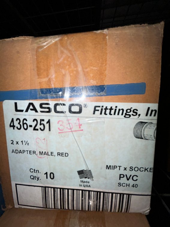 Lasko Westlake PVC SCH40 fittings-436-251, 2" x 1 1/2" adapter male reducer, MIPT X socket-box of 10