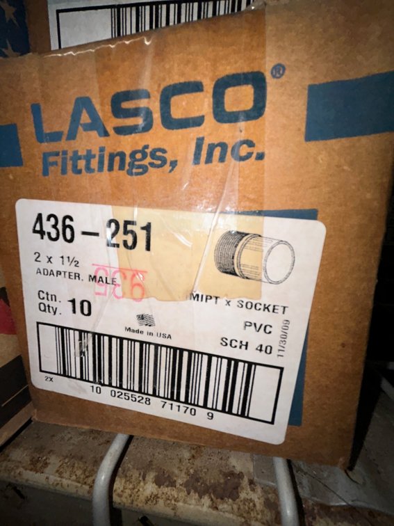 Lasko Westlake PVC SCH40 fittings-436-251, 2" x 1 1/2" adapter male reducer, MIPT X socket-box of 10