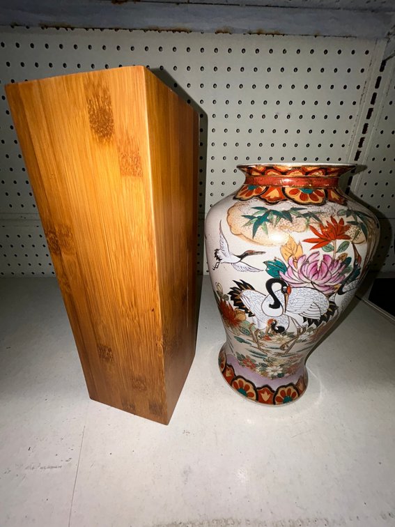 Wood vase cover with open top and vase-not food safe