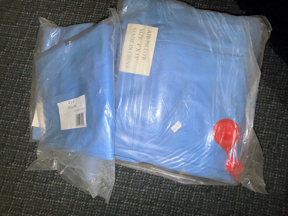 Above ground air pillow-three are 4'x4', three 4'x15'