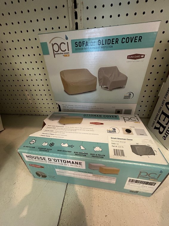Furniture covers-PCI 3 seat glider cover-model #1168-TN-tan, also small ottoman cover-model #1118-TN-tan