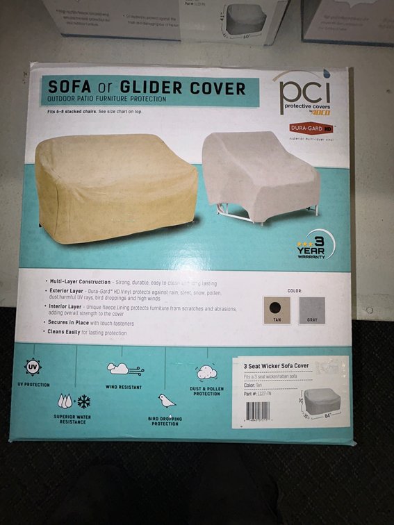 PCI 3 seat wicker sofa cover-tan-model #1127-TN