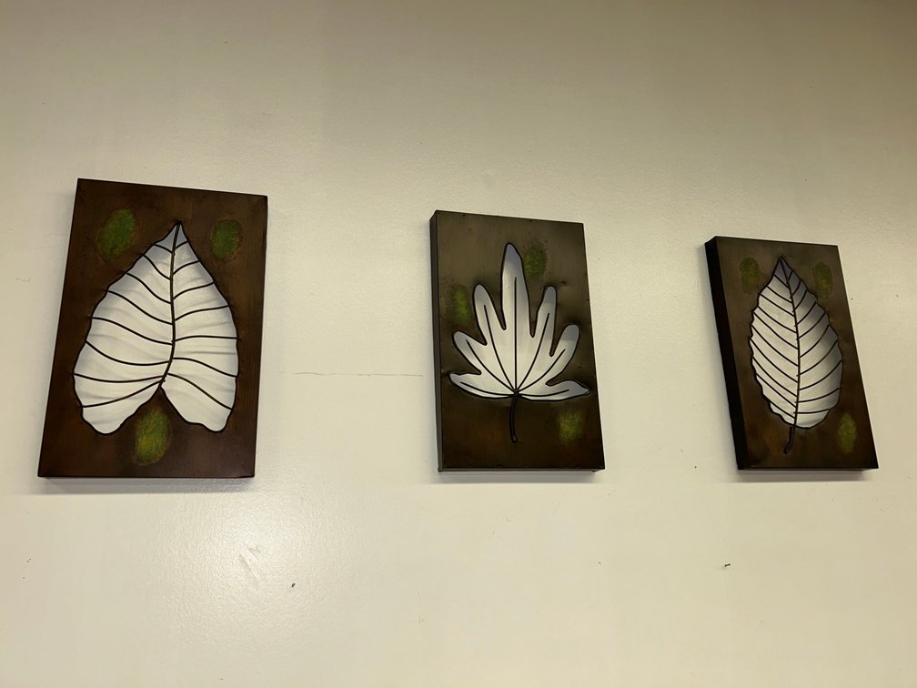 Gift Craft metal wall art-set of 3 leaves-830381, 830382, 830390-still partially wrapped