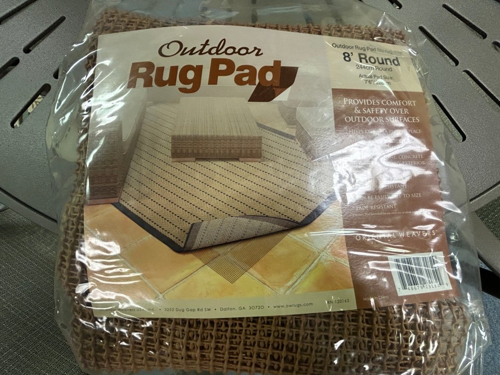 Oriental Weaver's outdoor rug pad for an 8' round rug