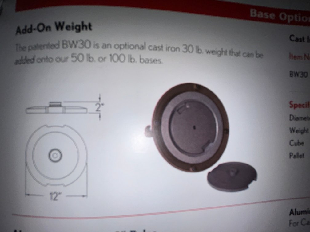 Treasure Garden add on weight for umbrella base, cast iron, 30 pounds, model #BW30