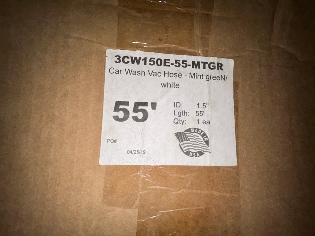 HCP 1 1/2" x 55' mint green and white vacuum hose-service quality, made in USA