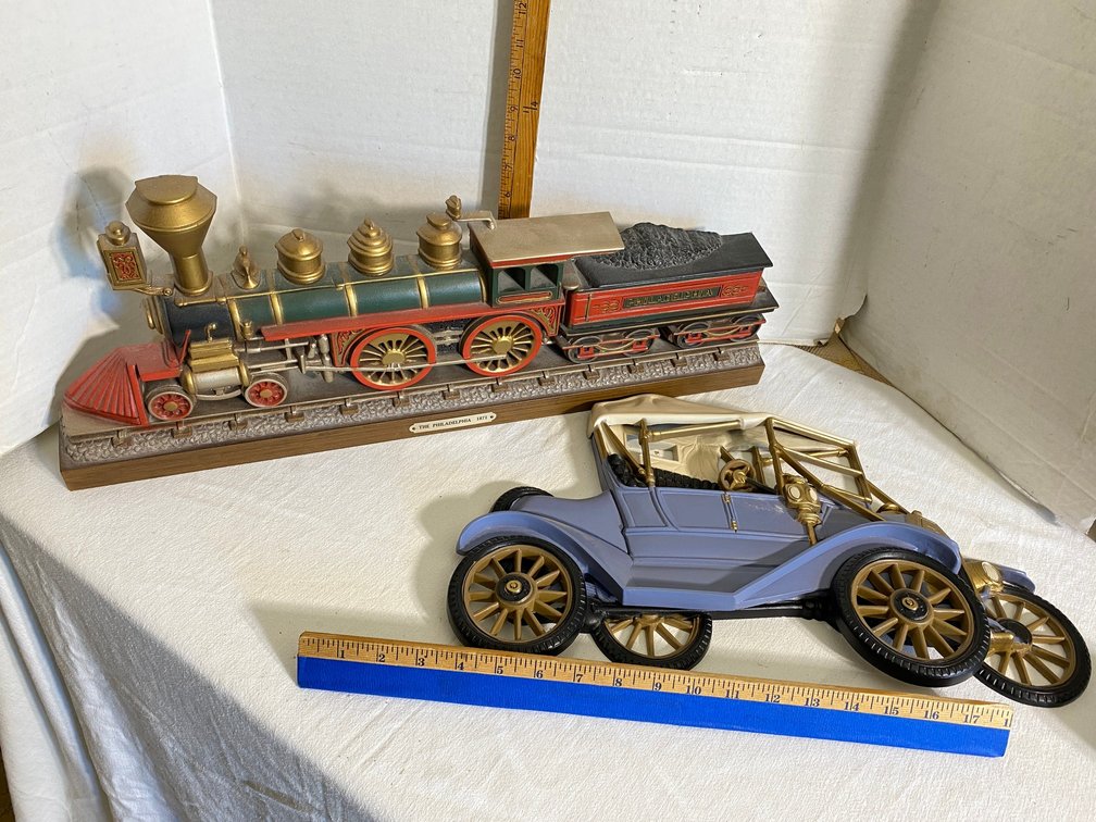2 Burwood Products wall hangings-1 is locomotive, other is vintage car