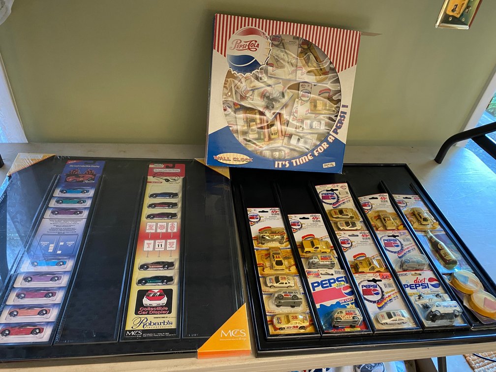 Pepsi-Cola collectible toy vehicles, 2 die cast collectible display boards