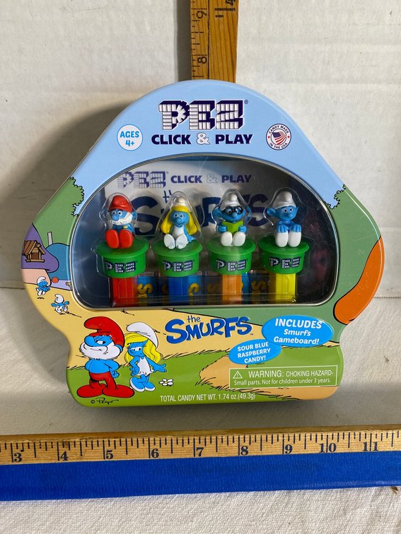 Smurf Pez Click and Play set-never opened