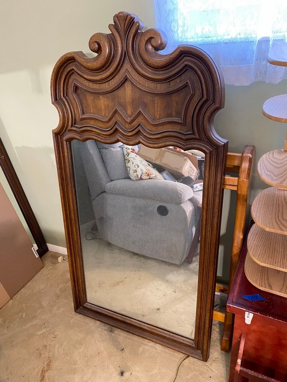 Faux wood-style mirror-29" wide x 55" tall