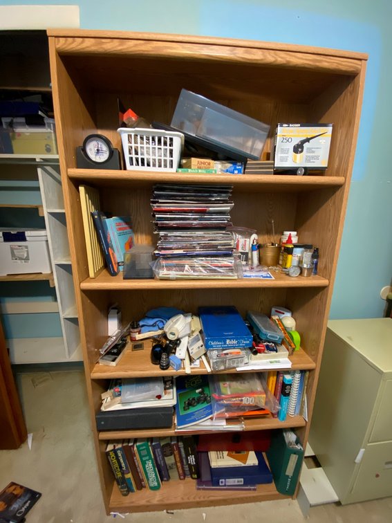 Bookshelf with contents