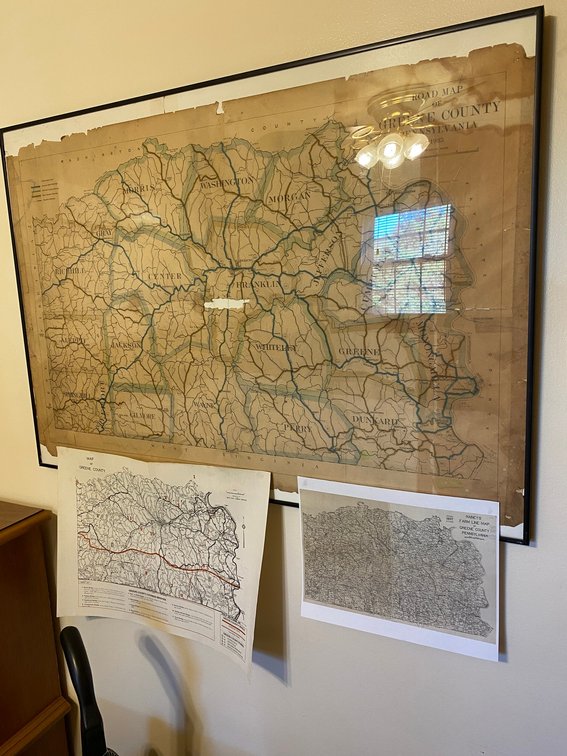 Early Greene County, PA road map-dated 1935