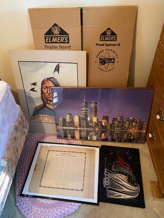 Print of the Twin Towers, Native American print signed by Randy Charlesworth, boat art picture