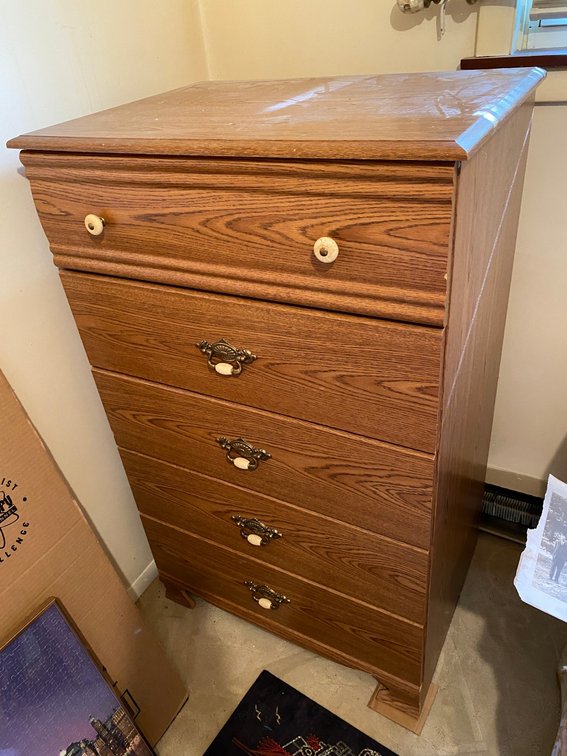 Pressed wood style chest of drawers