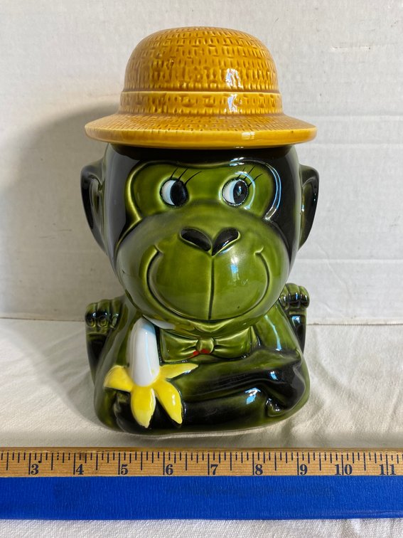 Vintage Monkey cookie jar-10" tall